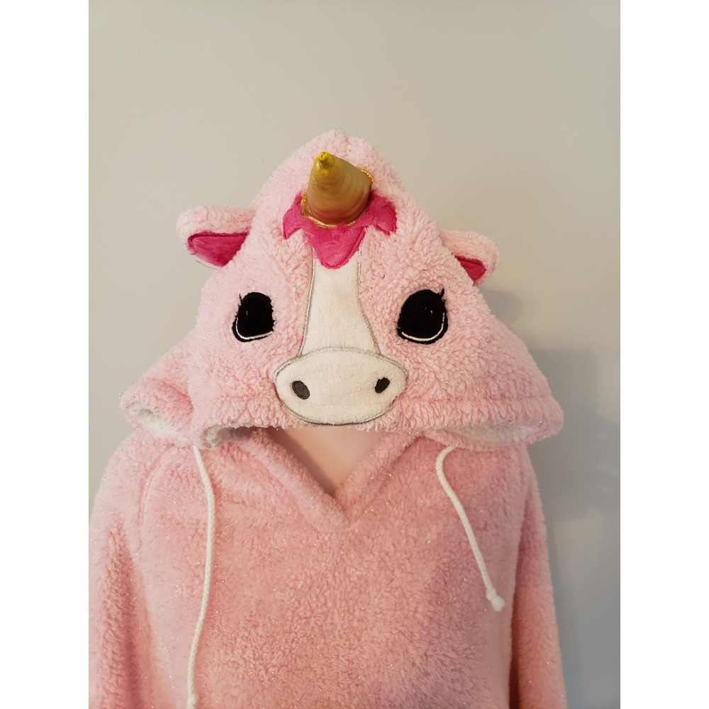 PJ Couture  Sherpa Unicorn Poncho Robe LARGE/XLARGE Hood Sleeves Whimsical Cozy‎